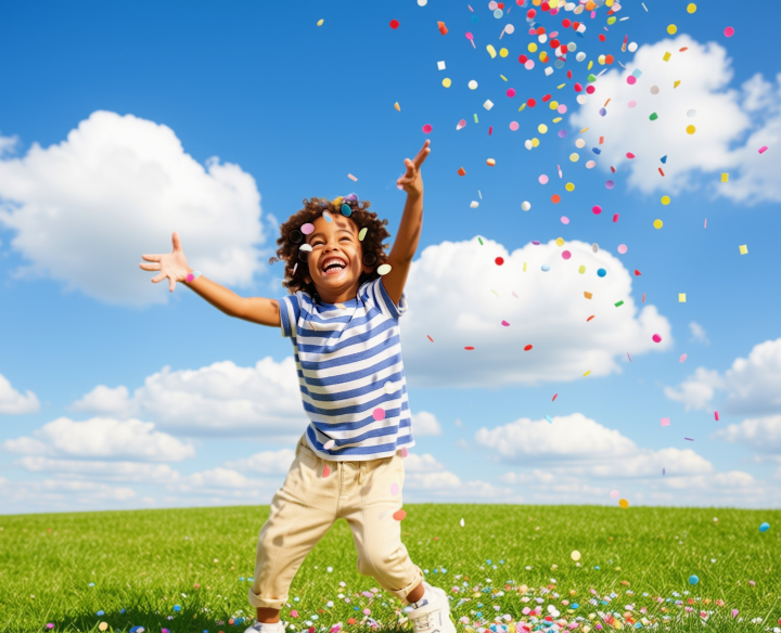 Child throwing confetti