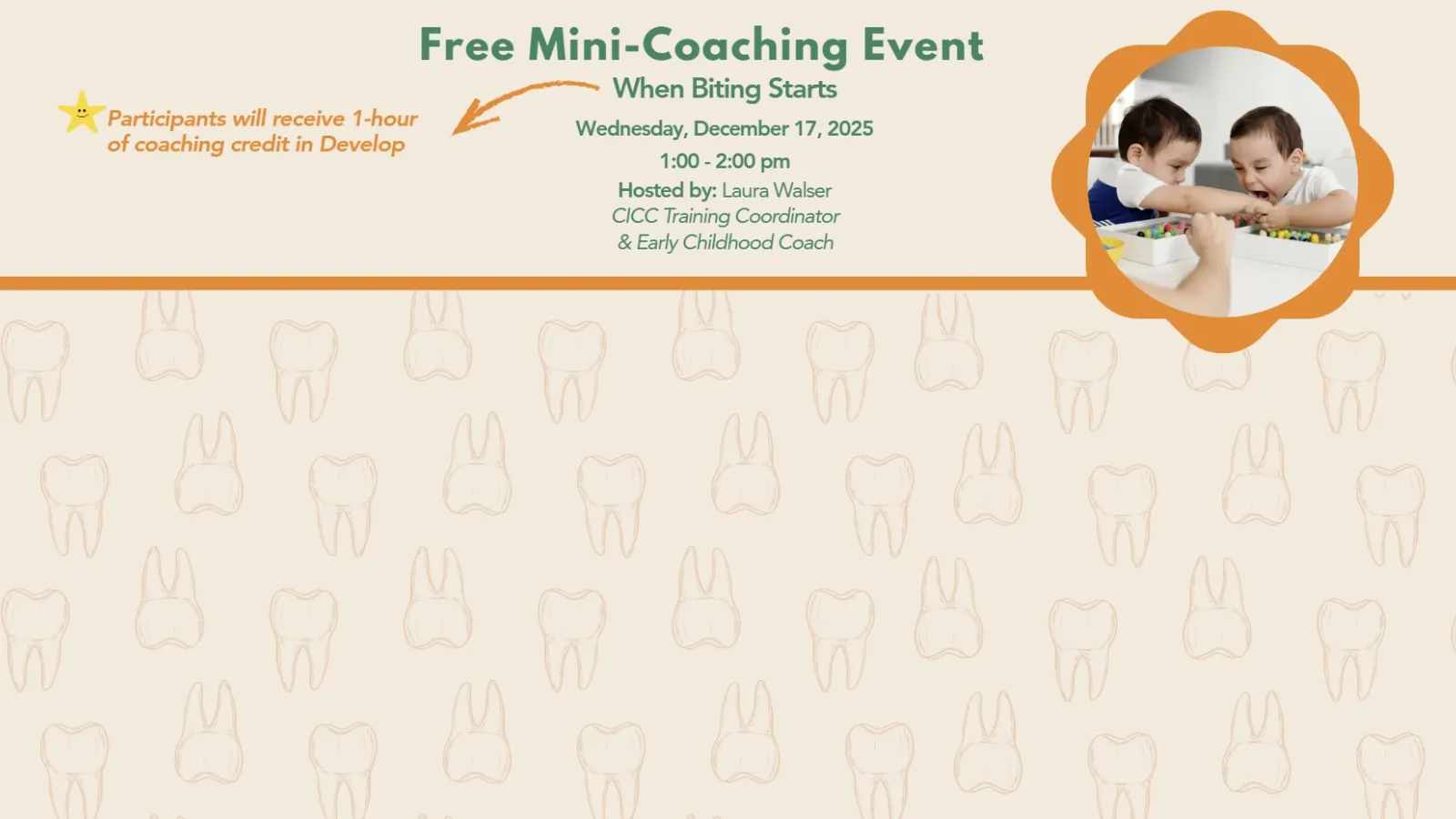 A picture of a young child biting another child.