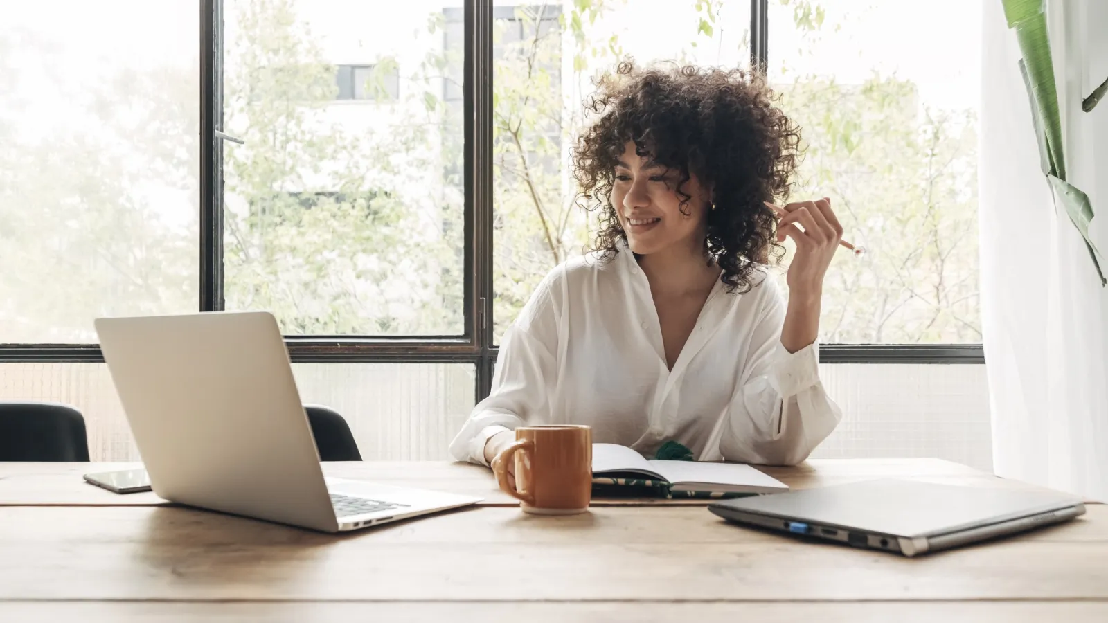 Young woman working on a computer