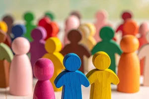 Group of little wooden peopld